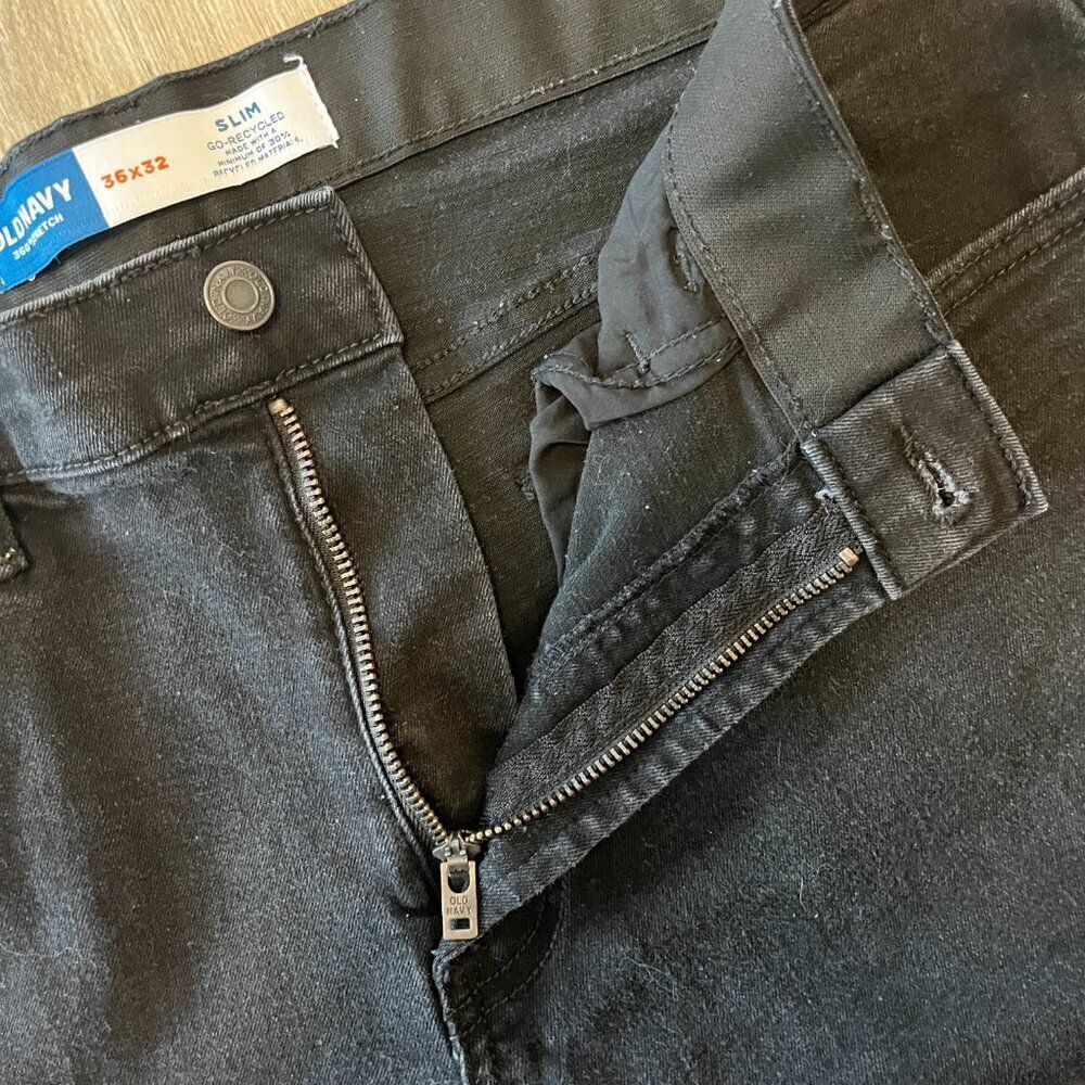 Mens Old Navy Black Denim Jeans Slim - 36x32 - Picture 6 of 7